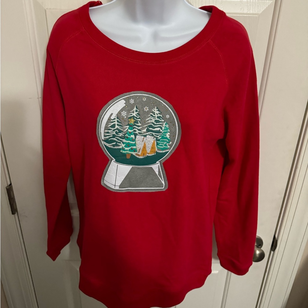 Bethany Mota Women's Long Sleeve  Snow Globe Christmas Holiday Sweatshirt Small